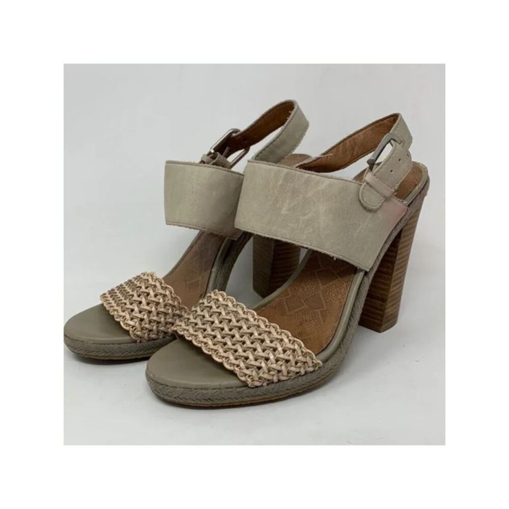 LUCKY BRAND Womens Gray Putnam Block Heel Slip On Leather Slingback Sandal 5.5 M